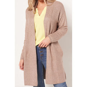 Candace Cameron Bure Petite Cardi Coat with Pockets Brown Heather PM Size